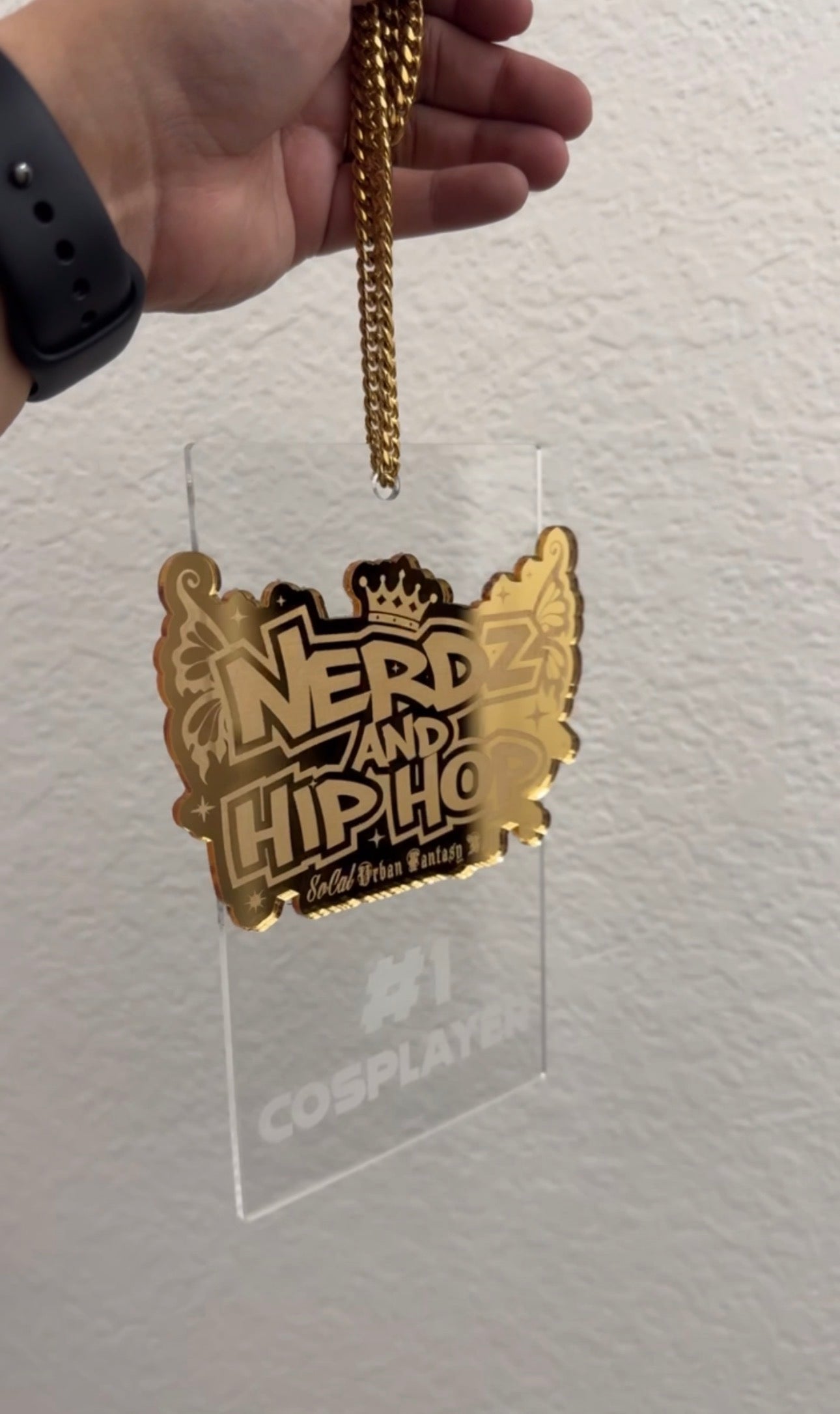 Custom Cuban Chain Trophy | Wearable trophy | 3D Multilayer Acrylic Trophy | Chrome Gold Trophy