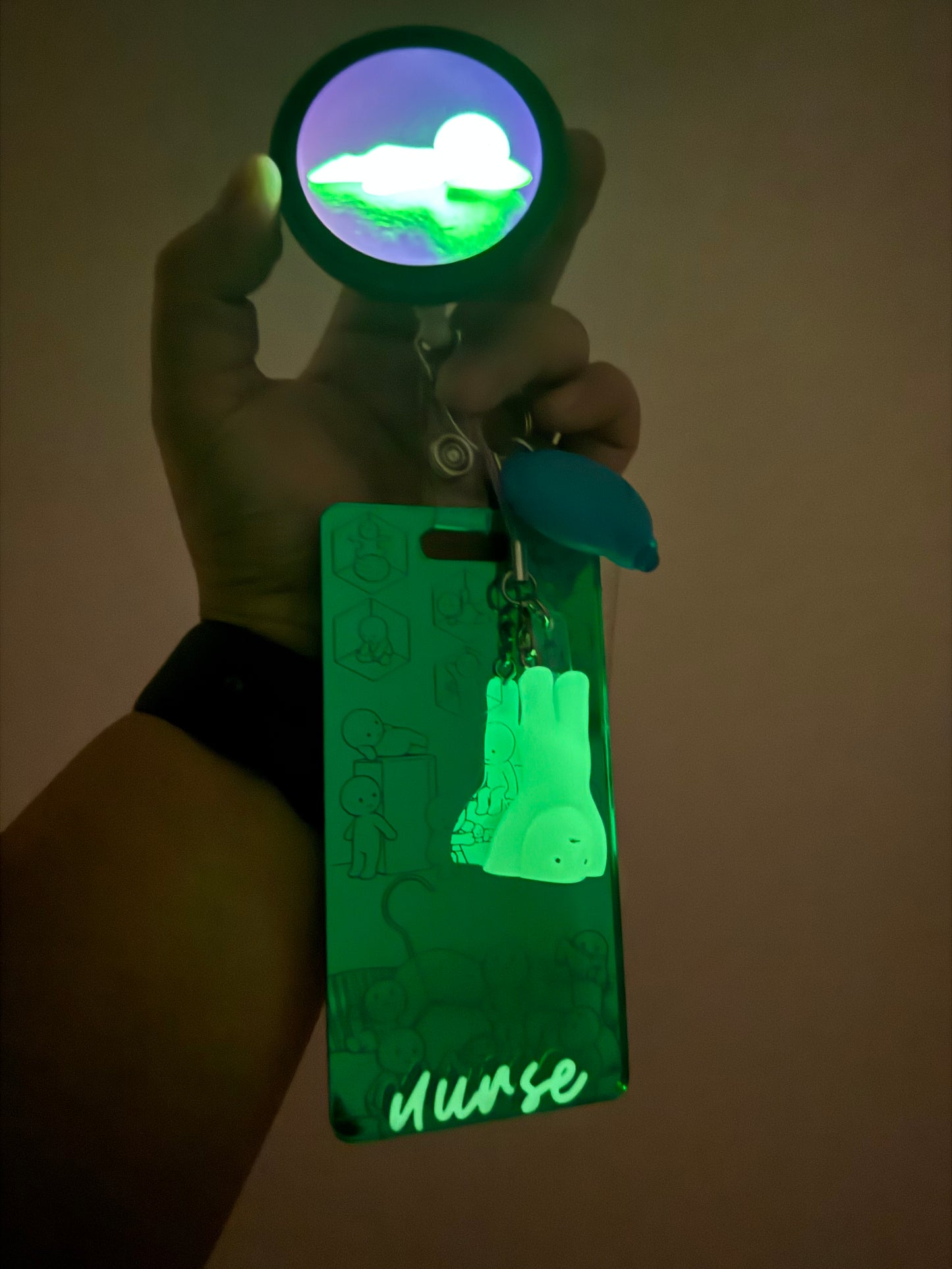 Smiski Video Badge Reel Set | Healthcare Badge | Glow in the dark