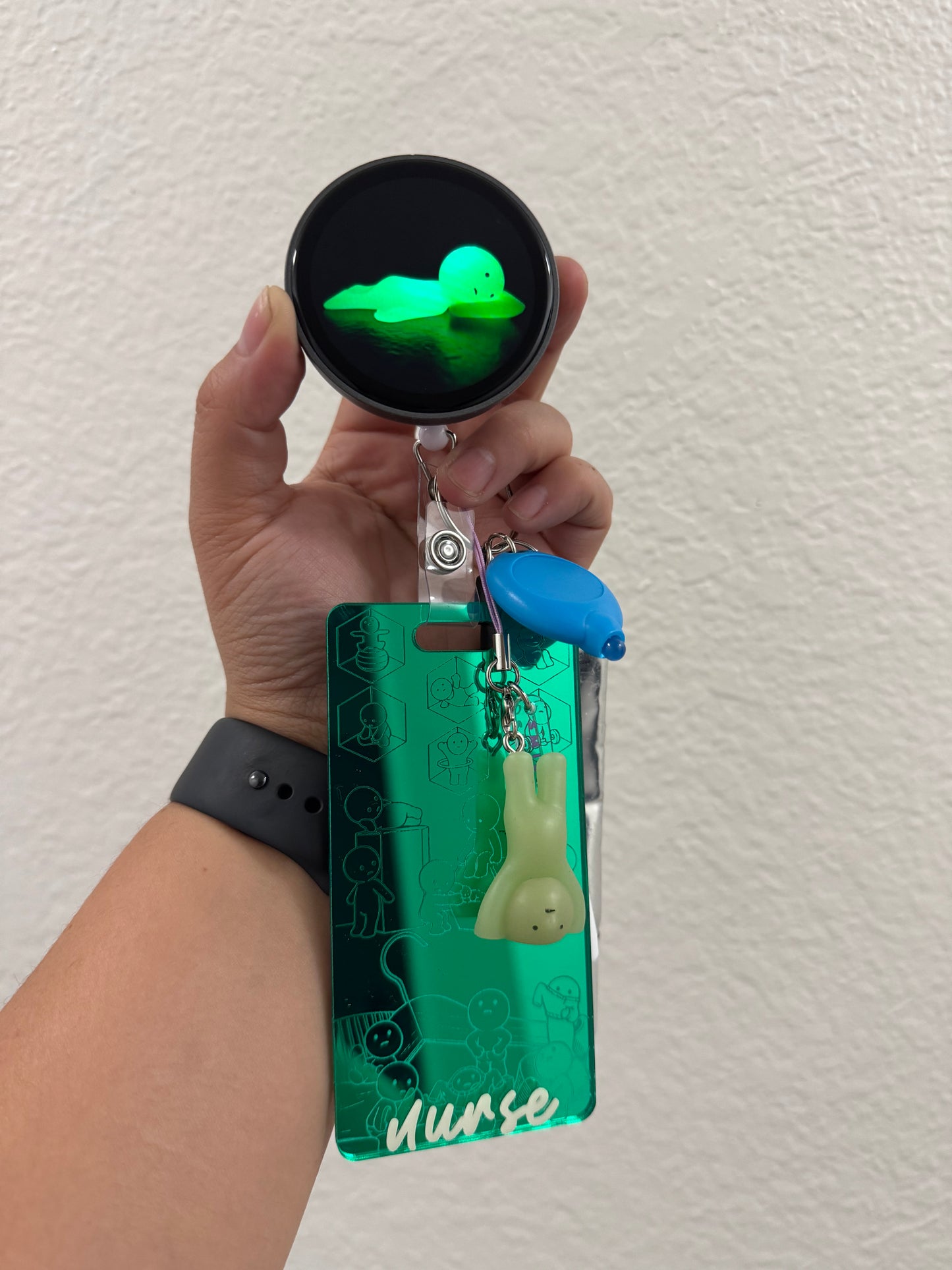 Smiski Video Badge Reel Set | Healthcare Badge | Glow in the dark