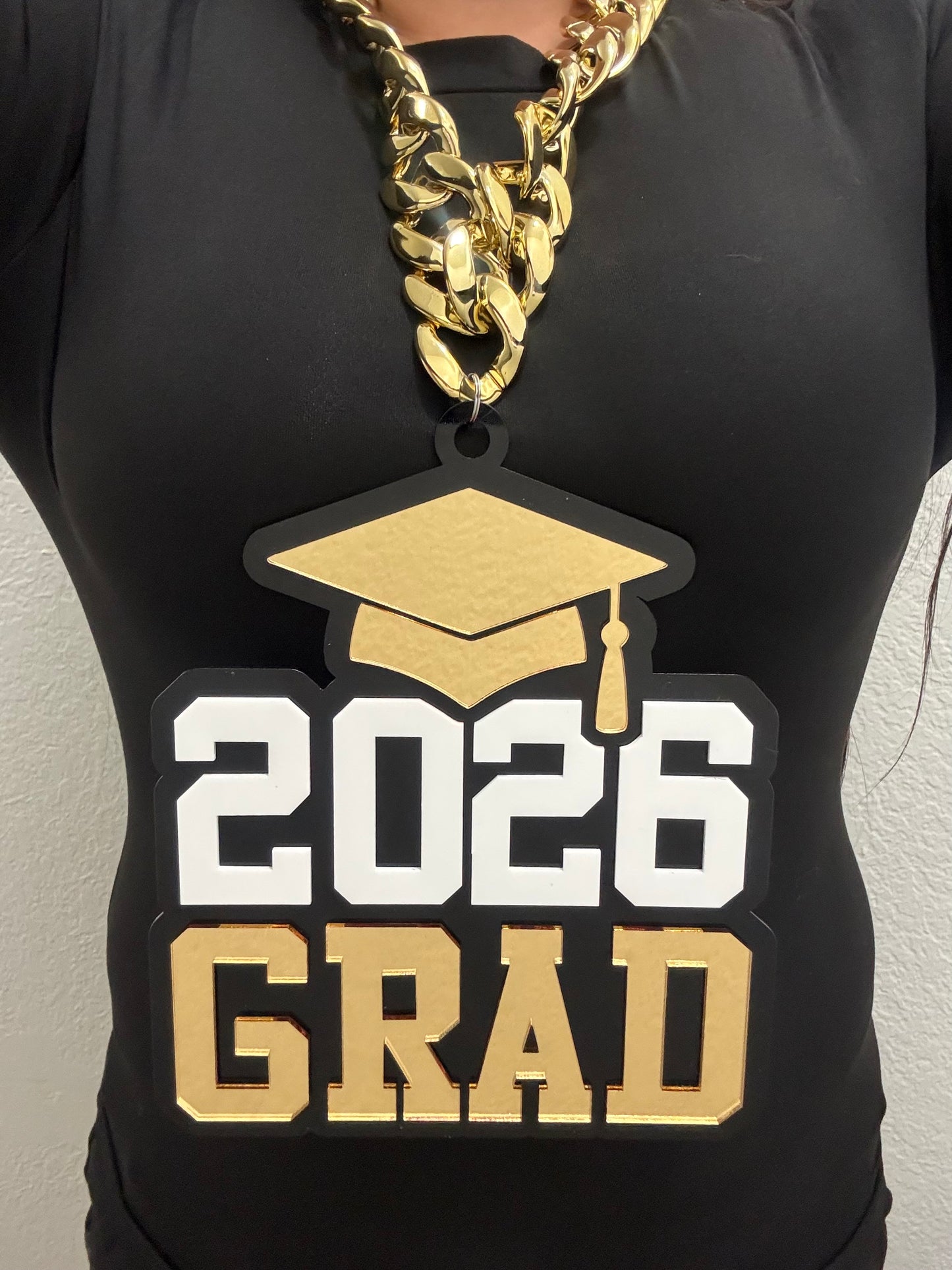 Custom Hype Chain Necklace | Graduation Award | Cuban Chain | Gold | Personalized Team Logo or Text Pendant