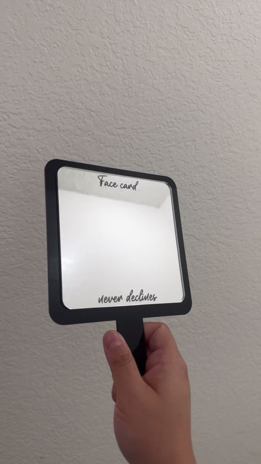 Custom 3D Handheld Mirror | Name Mirror | Text Mirror | Face card never declines | Beautician Hairdresser Makeup Artist Mirror | Logo Mirror