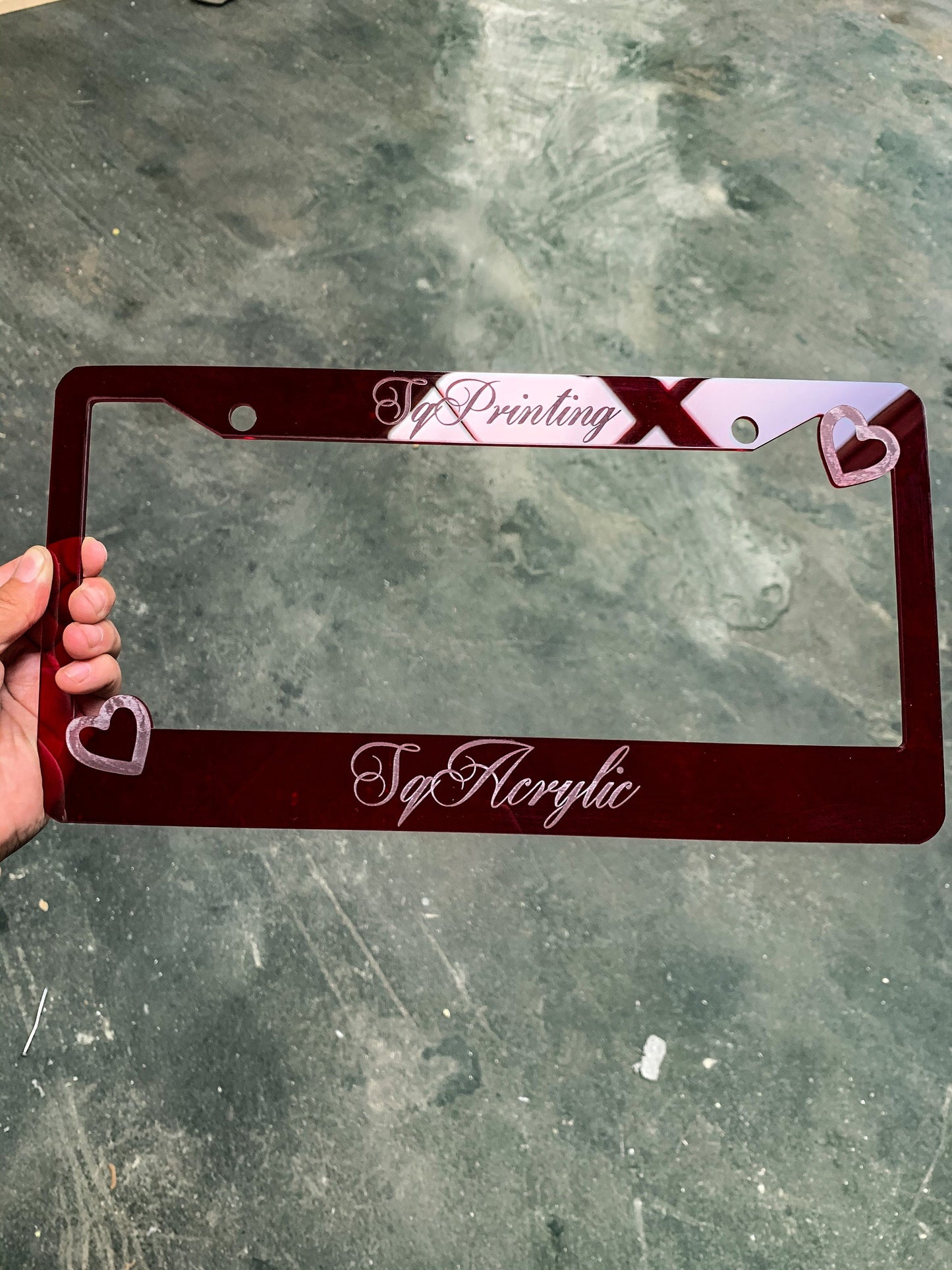 Custom engraved license plate frame