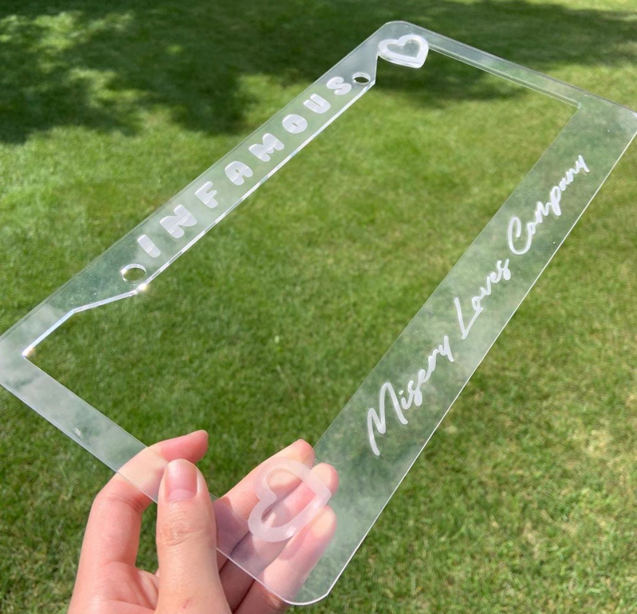 Custom engraved license plate frame