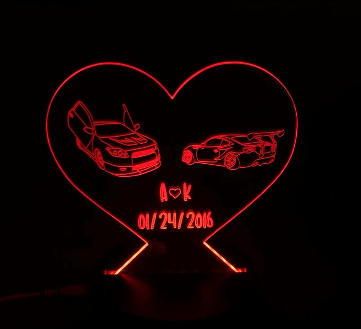 Custom Heart Light Up Plaque | Valentines Day Gift | Anniversary Gift